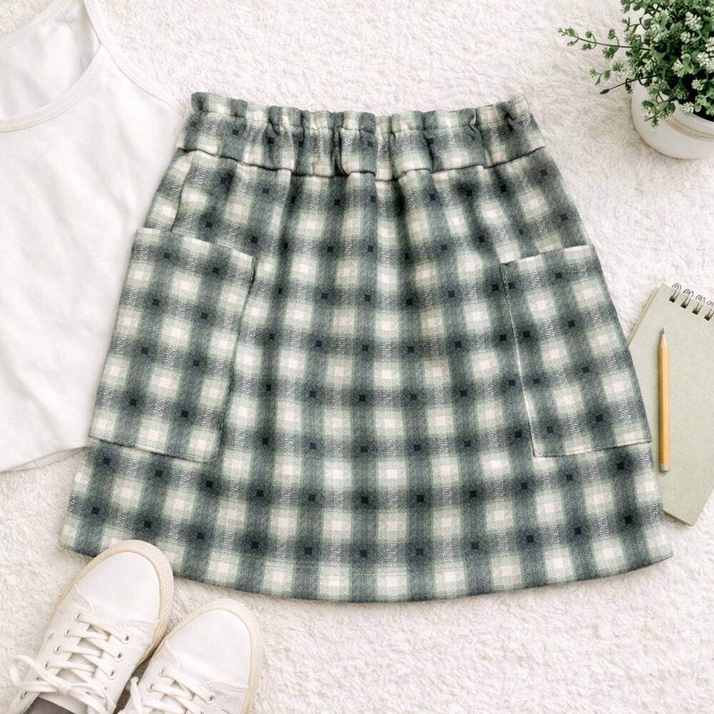 Copper Key Girls Youth Medium Green and Beige Skirt Everyday Wear